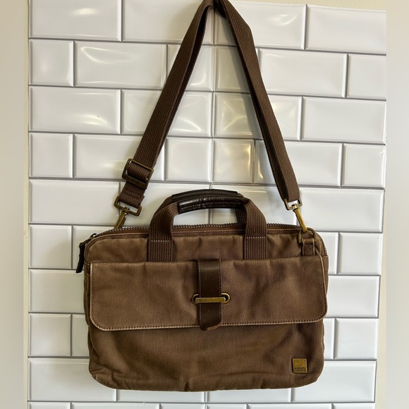 knomo Handbags - Knomo London unisex Laptop Bag / Brown / Olive Green inside